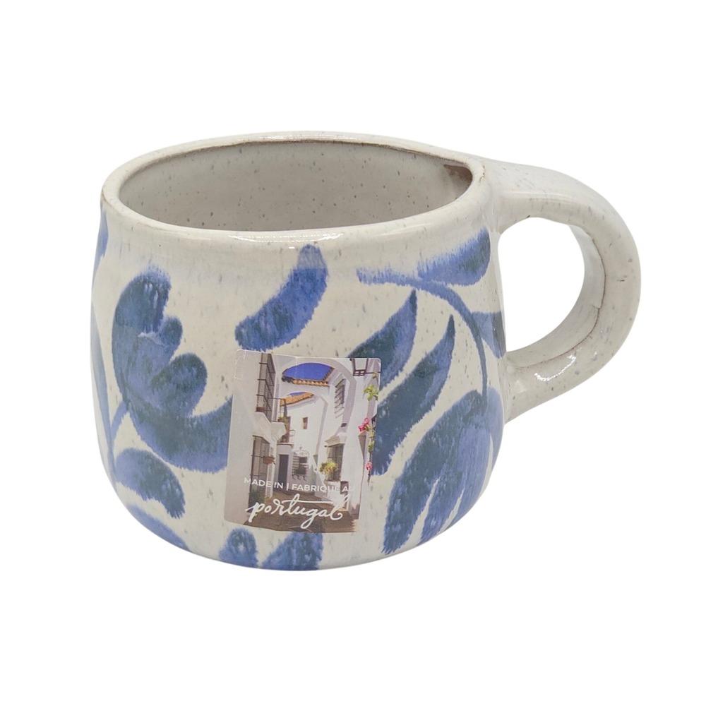 Sublime 20oz Jumbo Coffee Mug 20oz Blue Floral Speckled Handcrafted in Portugal
